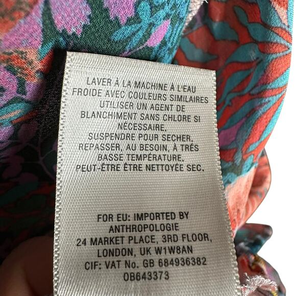 AKEMI + KIN Colorful Button Front Sheer Floral Midi Dress Kimono Size Medium - Picture 6 of 8